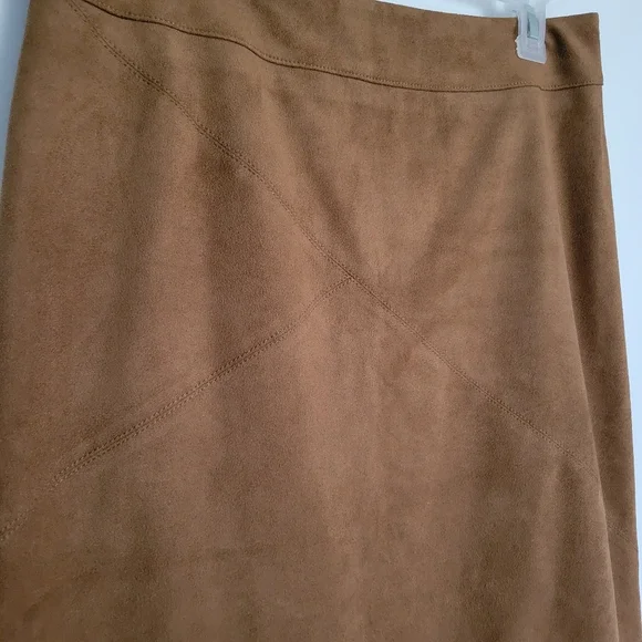 NWT Chicos Womens Midi Skirt Suede Size 0.5 (6) Gingersnap - Picture 4 of 6